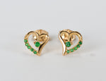 18k 14k 10k GOLD EMERALD Heart Earring / Dainty Heart Stud Earrings / Natural Emerald / Yellow, White, Rose Gold / Valentine Jewelry - Jewels By Tarry