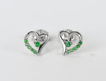 18k 14k 10k GOLD EMERALD Heart Earring / Dainty Heart Stud Earrings / Natural Emerald / Yellow, White, Rose Gold / Valentine Jewelry - Jewels By Tarry