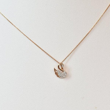 18k Rose Gold / 18" / Diamond Swan Necklace / Swan Charm Pendant Necklace / Minimal Diamond Necklace / Anniversary Birthday / Free Shipping - Jewels By Tarry