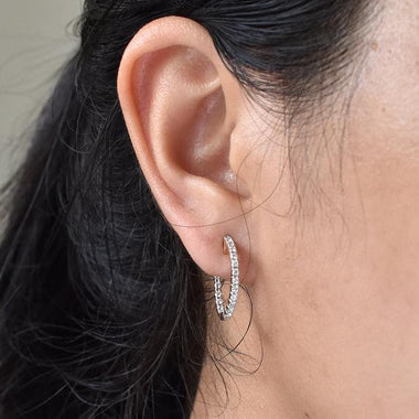 Diamond Hoop Earring / 18k Rose Gold Diamond Hoop Earring / 18mm Diamond Hoop Earring / Medium Size Gold Hoop / Wedding Jewelry / NXDDE519 - Jewels By Tarry