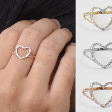 18K Rose gold / Size 6.75 / Heart Diamond Ring / Diamond Love Ring / Minimalist Ring / Dainty Everyday Ring / NXDOJGD35/02 - Jewels By Tarry