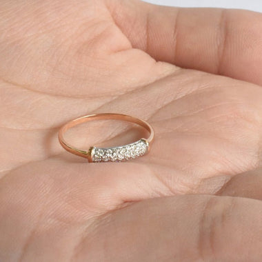 18K Yellow gold / Size 6.75 / Micro Pave Wedding Diamond Ring / Half Eternity Diamond Ring Thin Dainty Diamond / NXDOJGD44/25 - Jewels By Tarry