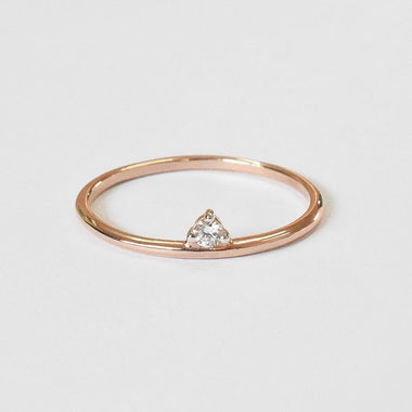 18K Rose gold / Size 7.5 / Single Diamond Prong Set Ring / Diamond Solitaire Wedding Ring / Prong Diamond Stacking Ring / NXDOJGD1902/27 - Jewels By Tarry