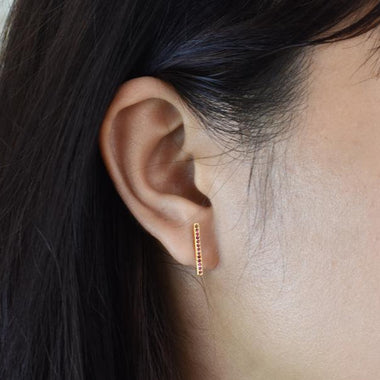 18K Yellow gold / Dainty Ruby Stud Earrings / Solid Gold Earrings / Delicate Studs / Micro Pave Genuine Ruby / NXDOJDE800/02 - Jewels By Tarry