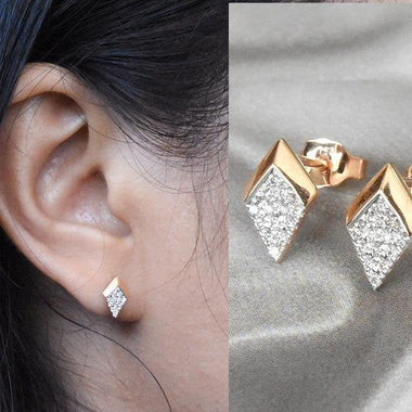 14K White gold / Dainty Diamond Cluster Stud Earrings / Arrow Diamond Studs / Solid Gold Studs / Minimal Everyday Earring / NXDOJGD20/40 - Jewels By Tarry