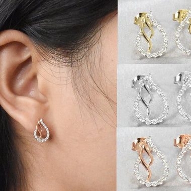 18K Rose gold / Diamond Stud Earrings / Bridal Earrings / Wedding Jewelry / NXDOJGD35/12 - Jewels By Tarry