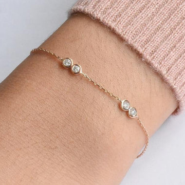 18K Rose gold / 7.5" / Diamond Solitaire Bracelet / Diamond Station Bracelet / Delicate Diamond Bracelet / NXDOJGD40/07 - Jewels By Tarry