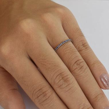 18K White gold / Size 7.5 / Natural Sapphire Ring / Full Eternity Ring / Wedding Engagement Ring / Thin Stacking Dainty Band / NXDOJDR837/3 - Jewels By Tarry