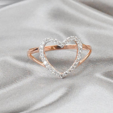 18K Rose gold / Size 6.75 / Heart Diamond Ring / Diamond Love Ring / Minimalist Ring / Dainty Everyday Ring / NXDOJGD35/02 - Jewels By Tarry
