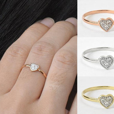 18K Rose gold / Size 6.75 / Diamond Heart Ring / Gold Heart Ring / Engagement Ring / Wedding Ring / NXDOJGD44/08/01 - Jewels By Tarry