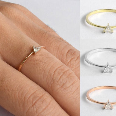 18K Rose gold / Size 7 / Triangle Shape Brilliant Cut Diamond Ring / Trillion Ring Diamond Engagement Ring / NXDOJGD44/43 - Jewels By Tarry