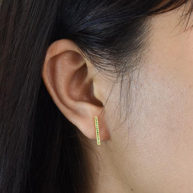 18K Yellow gold / EMERALD Stud Earrings / Natural Genuine Emerald / Delicate Gold Earrings / NXDOJDE800/01 - Jewels By Tarry