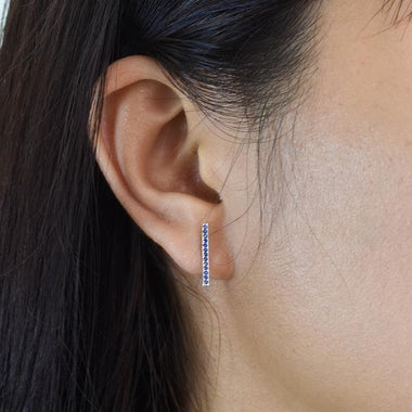 18K White gold / SAPPHIRE Stud Earrings / SOLID GOLD Studs / Natural Genuine Sapphire / NXDOJDE800/01 - Jewels By Tarry