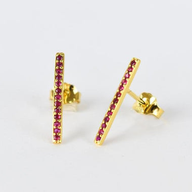 18K Yellow gold / Dainty Ruby Stud Earrings / Solid Gold Earrings / Delicate Studs / Micro Pave Genuine Ruby / NXDOJDE800/02 - Jewels By Tarry