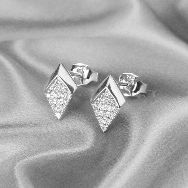 14K White gold / Dainty Diamond Cluster Stud Earrings / Arrow Diamond Studs / Solid Gold Studs / Minimal Everyday Earring / NXDOJGD20/40 - Jewels By Tarry
