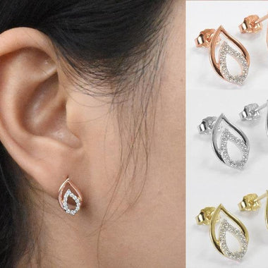 18K Rose gold / Diamond Stud Earrings / Gold Diamond Earrings / Unique Trendy Earrings / NXDOJGD35/11 - Jewels By Tarry