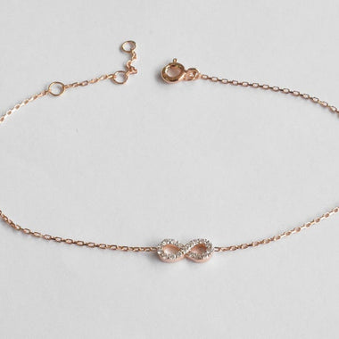 18K Rose gold / 7.5" / Diamond Bracelet For Women / Infinity Charm Diamond Bracelet / Dainty Chain Bracelet / NXDOJGD40/B6 - Jewels By Tarry