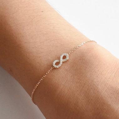 18K Rose gold / 7.5" / Diamond Bracelet For Women / Infinity Charm Diamond Bracelet / Dainty Chain Bracelet / NXDOJGD40/B6 - Jewels By Tarry