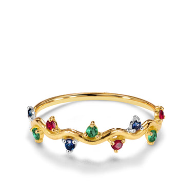 Multi Stone Colorful Ring in Gold