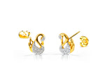 Diamond Swan Stud Earrings in Solid Gold