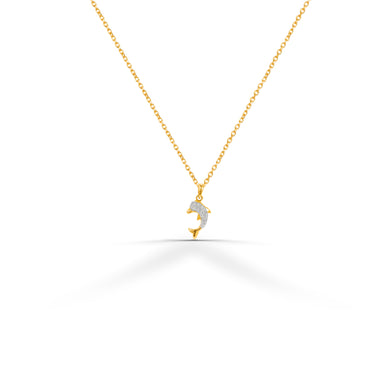 Diamond Dolphin Necklace in Gold