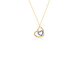 Blue Sapphire Heart Shaped Necklace in Two Tone Gold