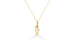 Natural Diamond Seahorse Charm Necklace in Solid Gold