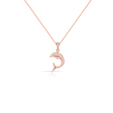 Diamond Dolphin Necklace in Solid Gold