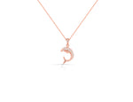 Diamond Dolphin Necklace in Solid Gold