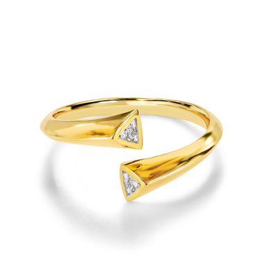 Two Diamond Bypass Ring in White Gold, Yellow Gold, and Rose Gold