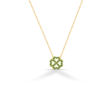 Gold Clover Necklace with Natural AAA Quality Emeralds