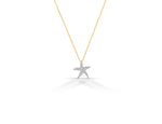 Diamond Starfish Pendant Necklace in Solid Gold