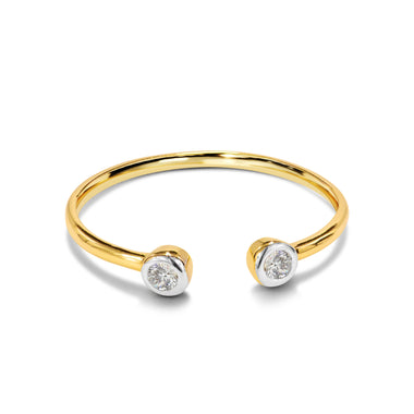 2 Stone Diamond cuff ring in 10k 14k and 18k Gold