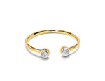 2 Stone Diamond cuff ring in 10k 14k and 18k Gold