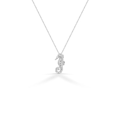 Solid Gold Seahorse Necklace With Natural White Diamonds