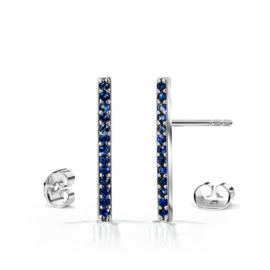 Sapphire Bar Stud Earrings in Solid Gold