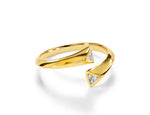 Two Diamond Bypass Ring in White Gold, Yellow Gold, and Rose Gold