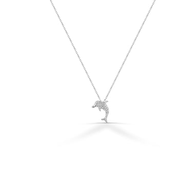 Diamond Dolphin Necklace in Solid Gold