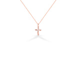 Tiny Diamond Cross Necklace in 10K, 14K, and 18K Gold