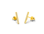 Diamond Bar Stud Earrings in 10K 14K 18K Solid Gold