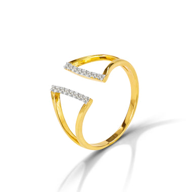 Unique Parallel Diamond Bar Ring in Solid Gold