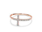 10k 14k 18k Gold Diamond Sideways Cross Ring