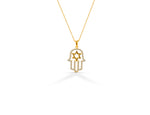 Diamond Hamsa Hand Star of David Necklace in 10k 14k 18k Gold