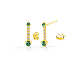 Emerald Earrings With Diamonds in 18K 14K 10K Solid Gold