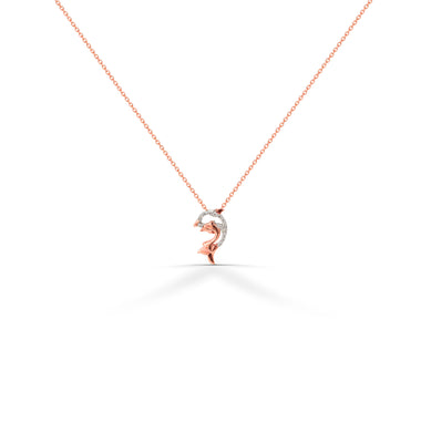 Diamond Fish Charm Necklace in 10K 14K 18K Gold