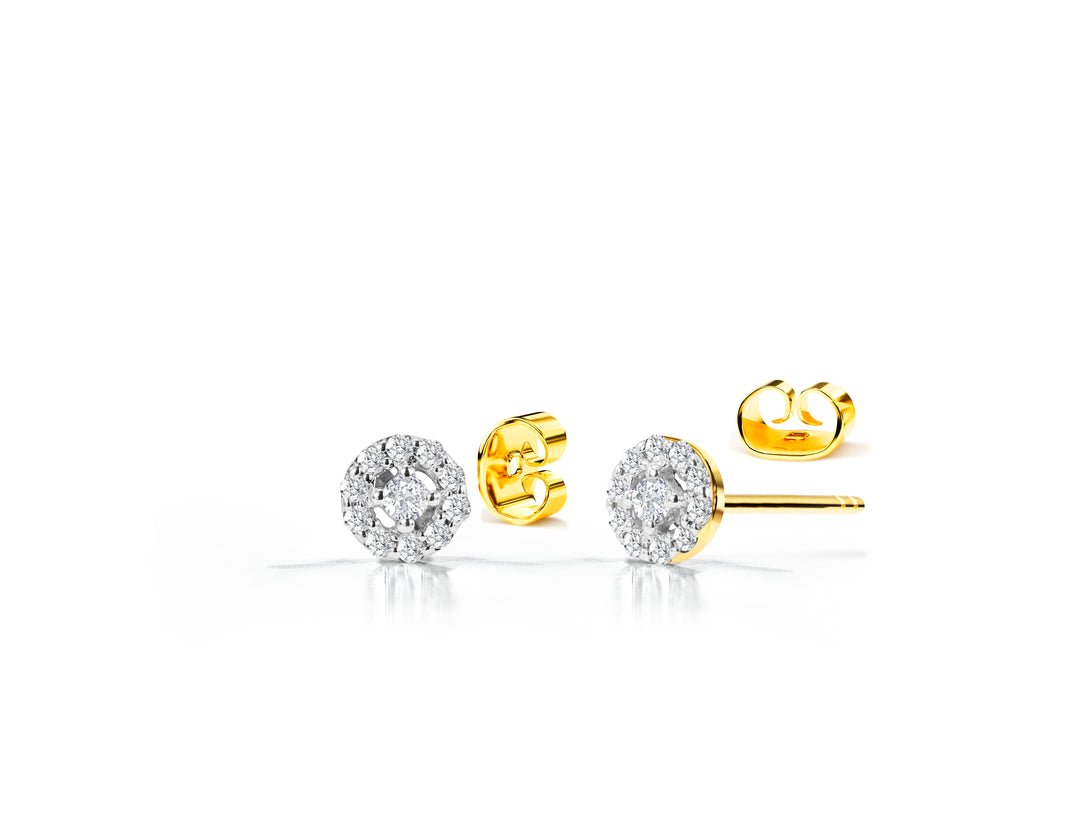 0.18 Ct Round Cut Natural Diamond Earring Studs 14K Solid Yellow Gold Stud