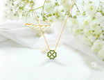 Gold Clover Necklace with Natural AAA Quality Emeralds