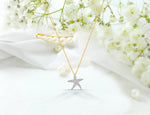 Diamond Starfish Pendant Necklace in Solid Gold