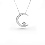 Islamic Crescent moon Diamond Pendant Necklace