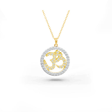 0.34 Ct Halo OM Diamond Necklace in Gold by Jewels By Tarry